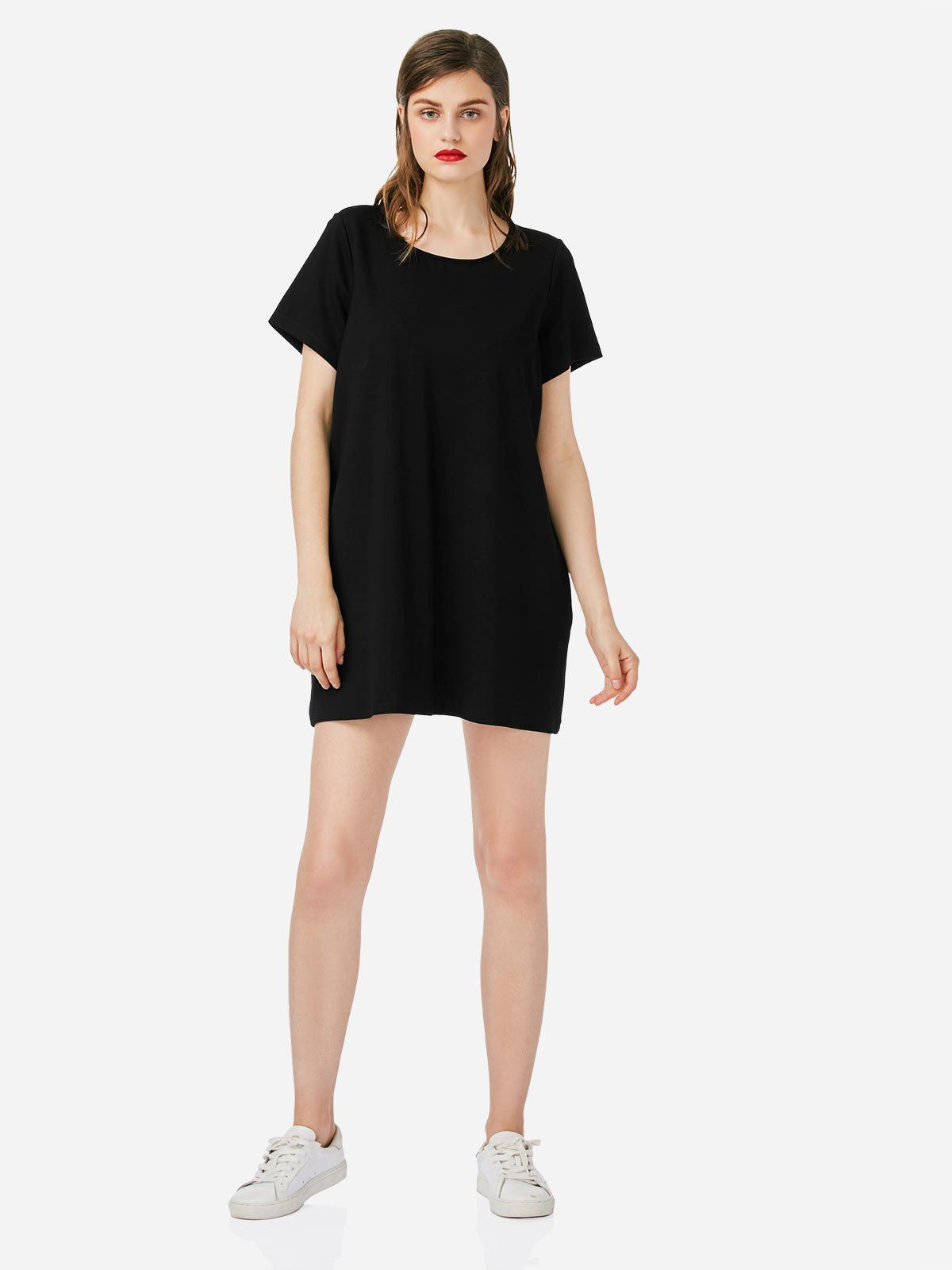 

ZAN.STYLE Crew Neck T-shirt Dress, Black