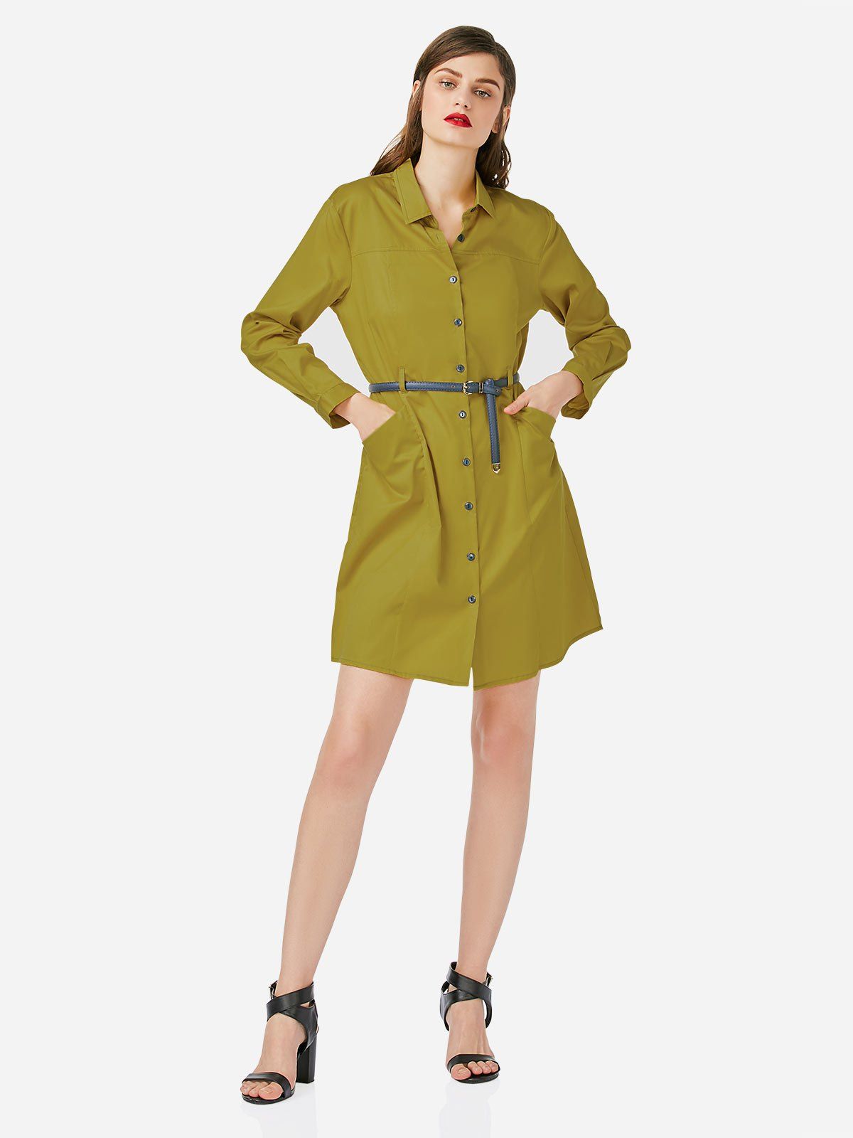 

Collar Shirt Dress, Mustard