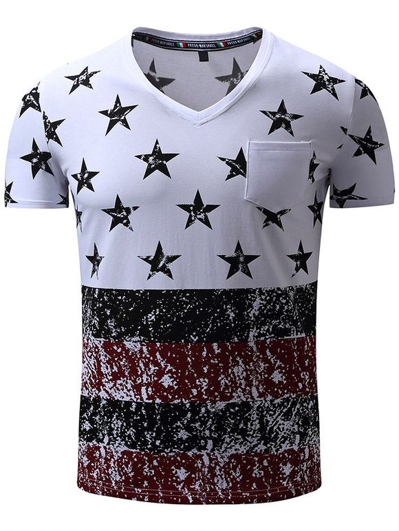 FREDD MARSHALL T-shirt Imprimé avec Poche Frontale en Coton Pur - multicolore XL