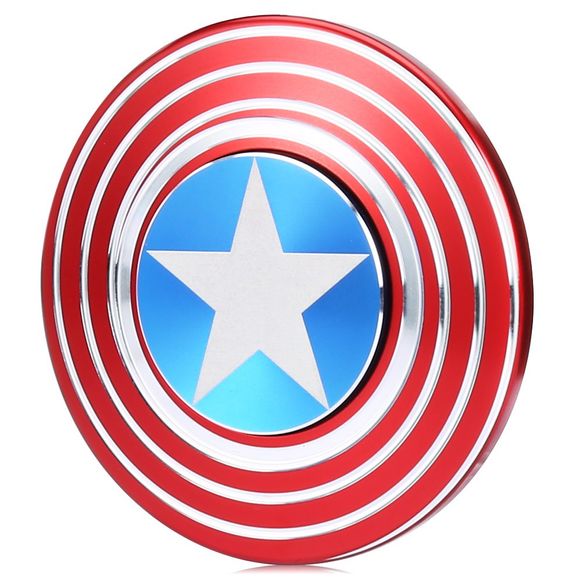 Fidget Spinner Rond en Filetage Cadeau de Détente du Stress en Style Bouclier Captain America - Rouge 