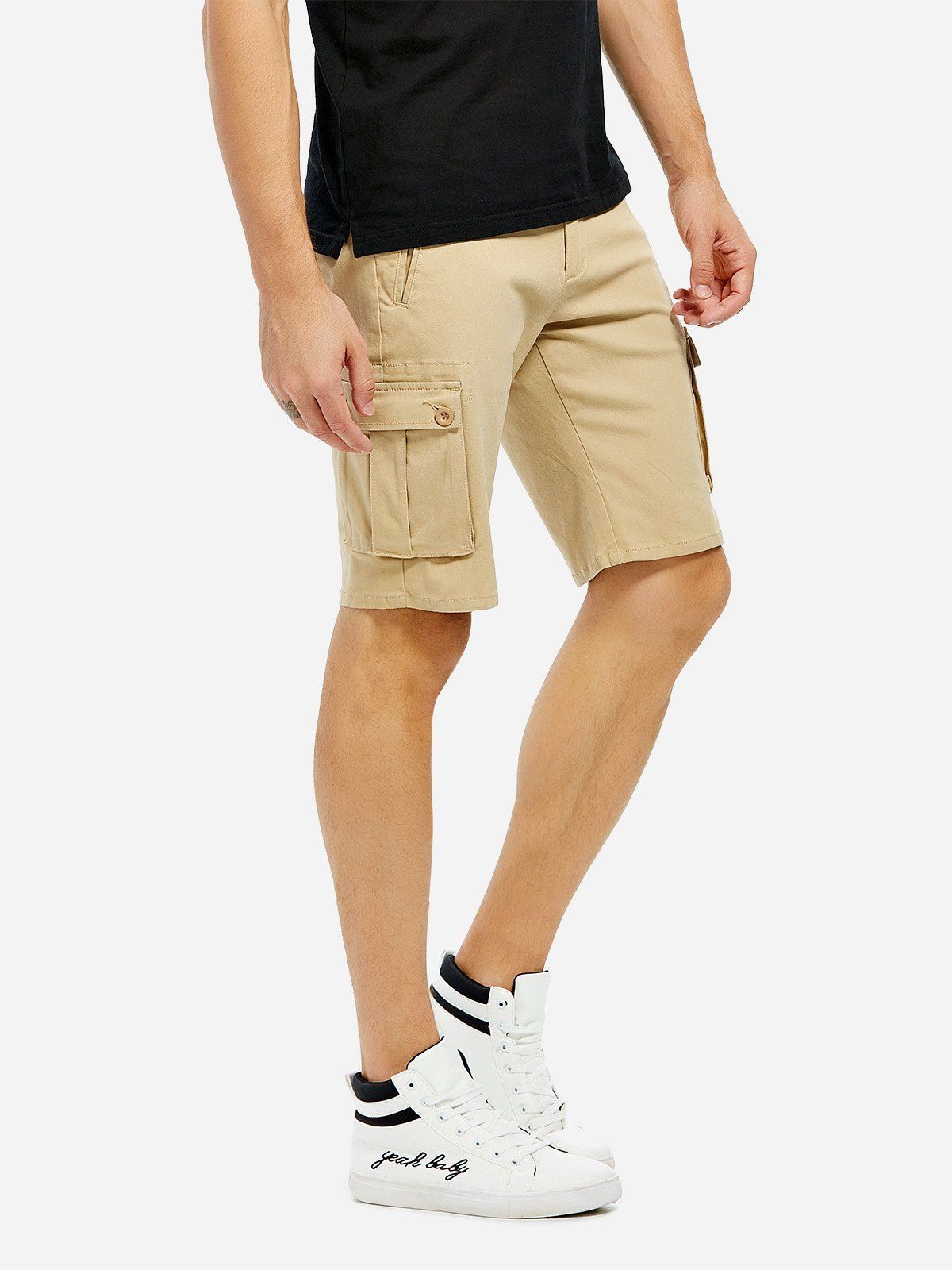 

ZAN.STYLE Knee Length Cargo Shorts, Khaki