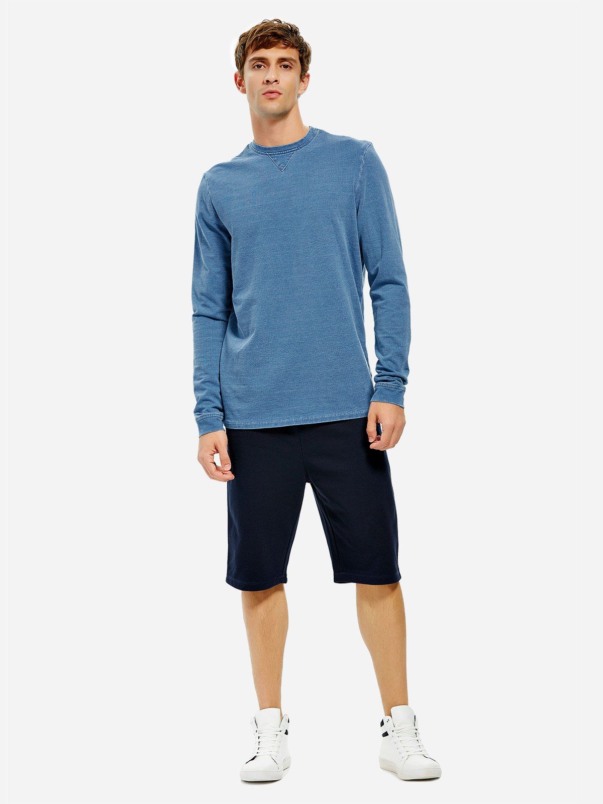 

ZAN.STYLE Men Crew Neck Long Sleeve Sweatshirt, Indigo