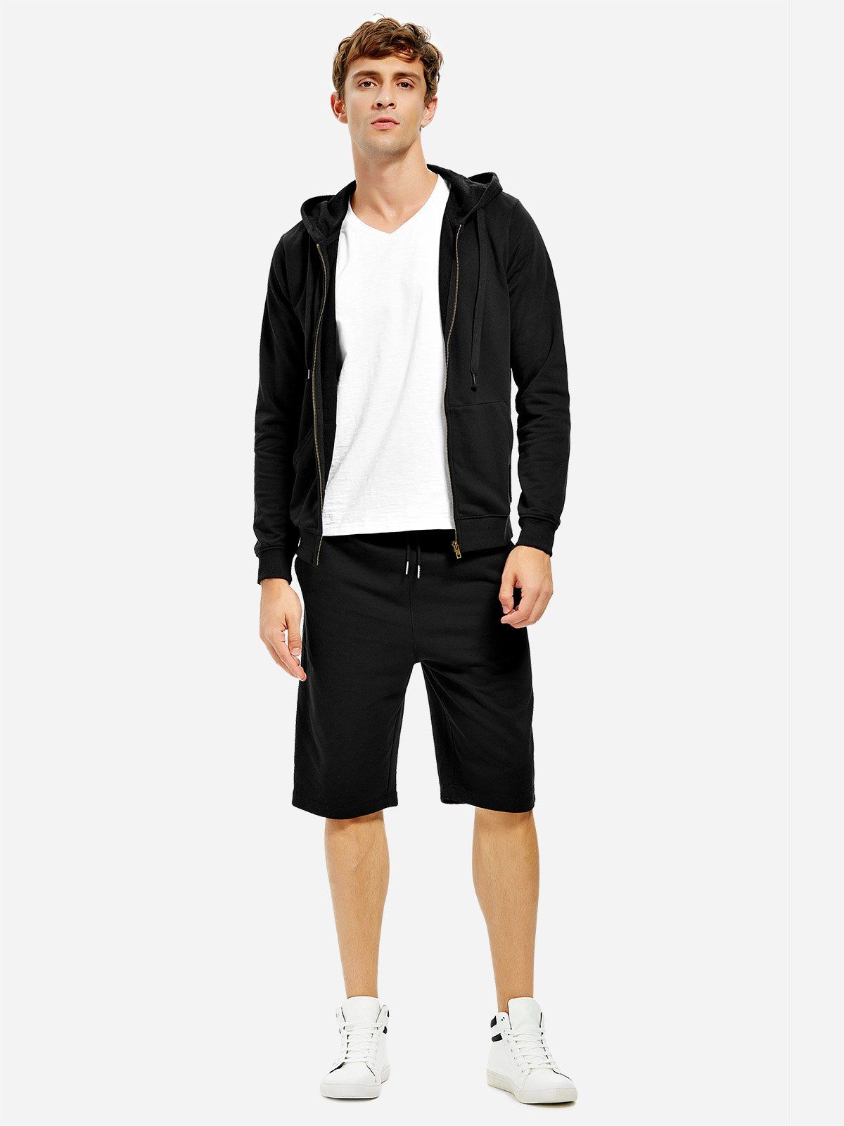 

Zip Up Hooded Sweatshirt, Black