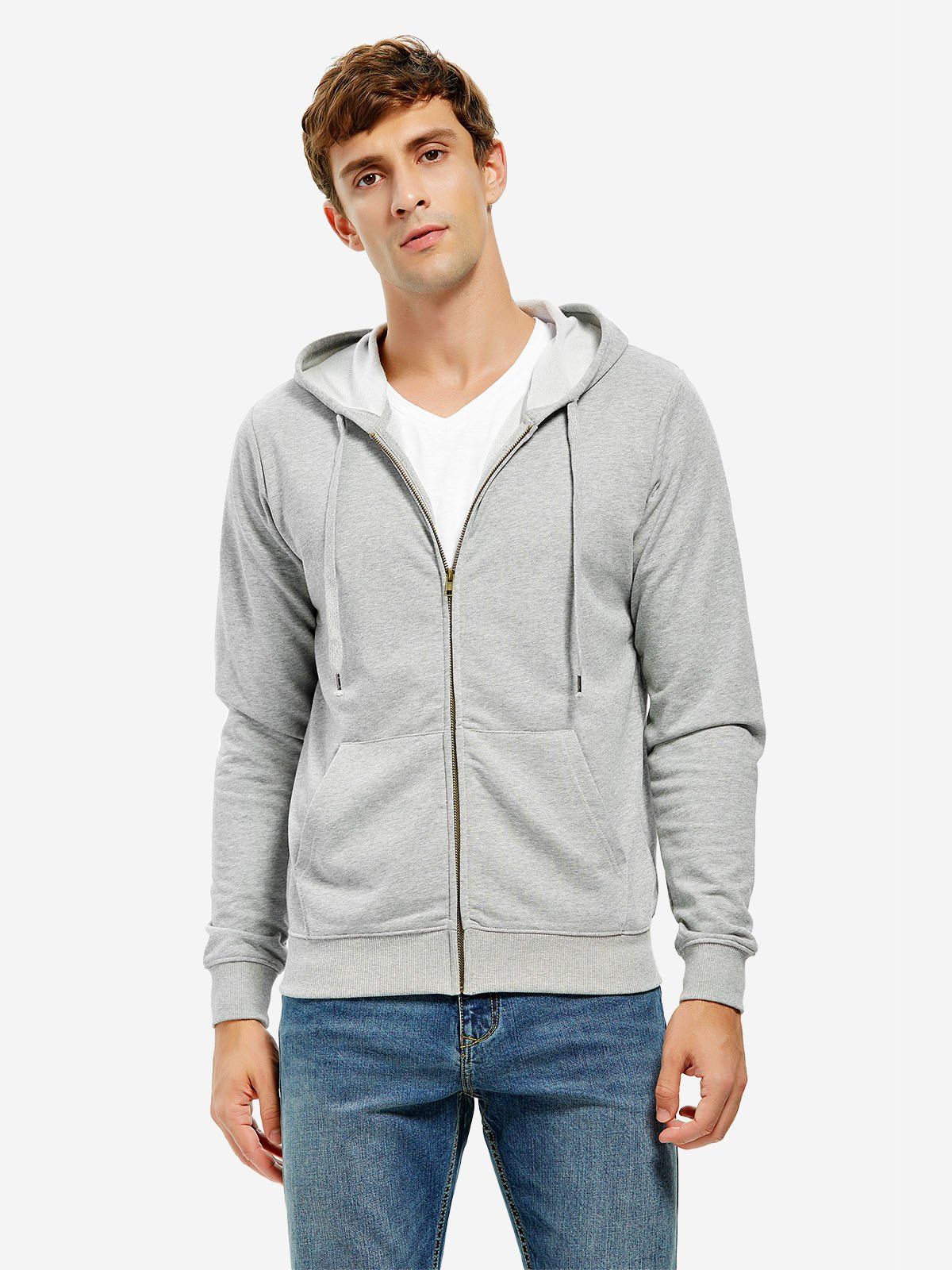 

Zip Up Hooded Sweatshirt, Gray