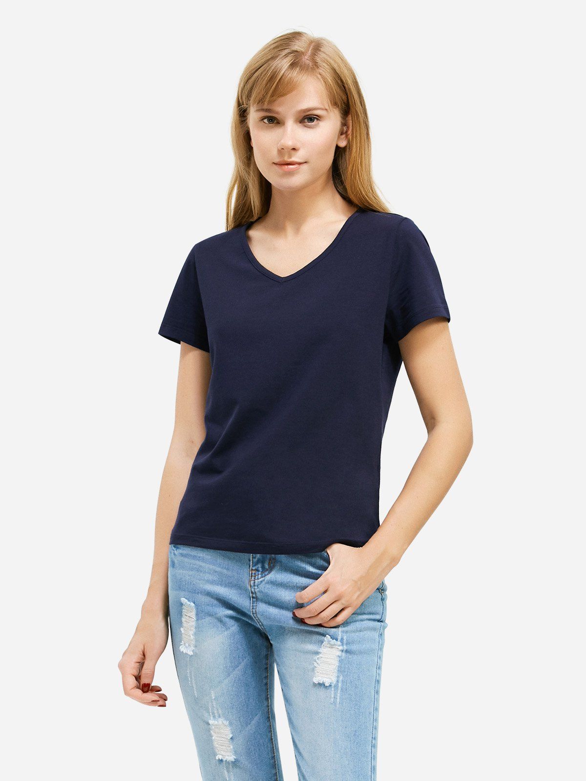 

ZAN.STYLE V-neck T-shirt, Deep blue