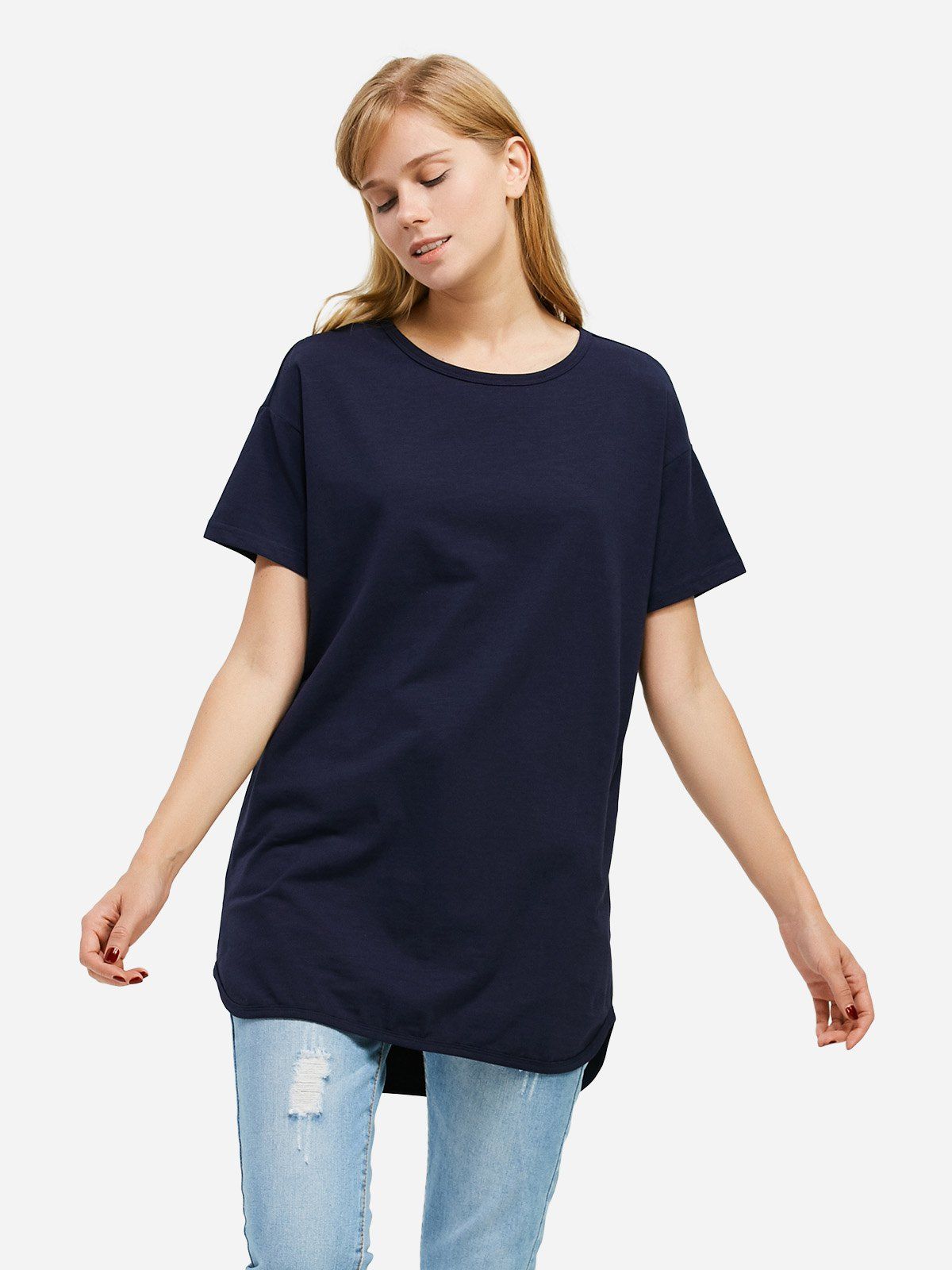 

ZAN.STYLE Longline T-shirt, Deep blue