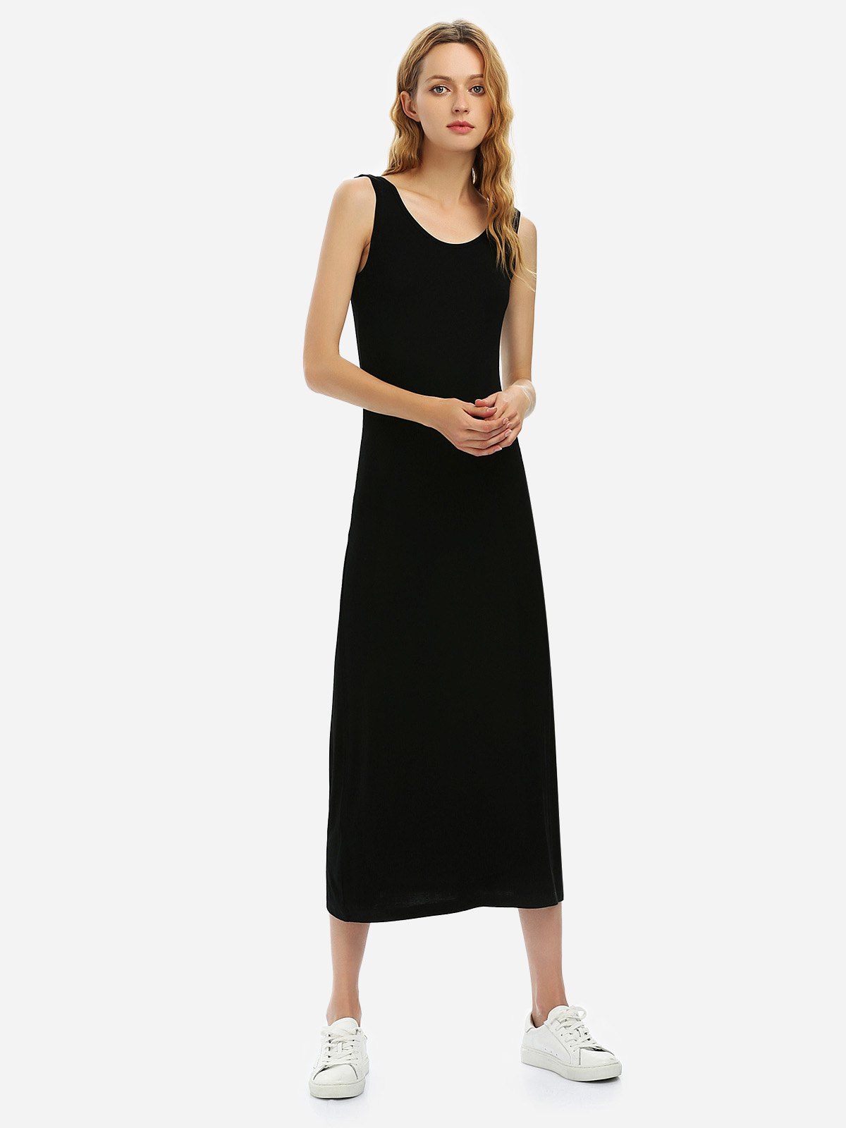 

ZAN.STYLE Crew Neck Sleeveless Dress, Black