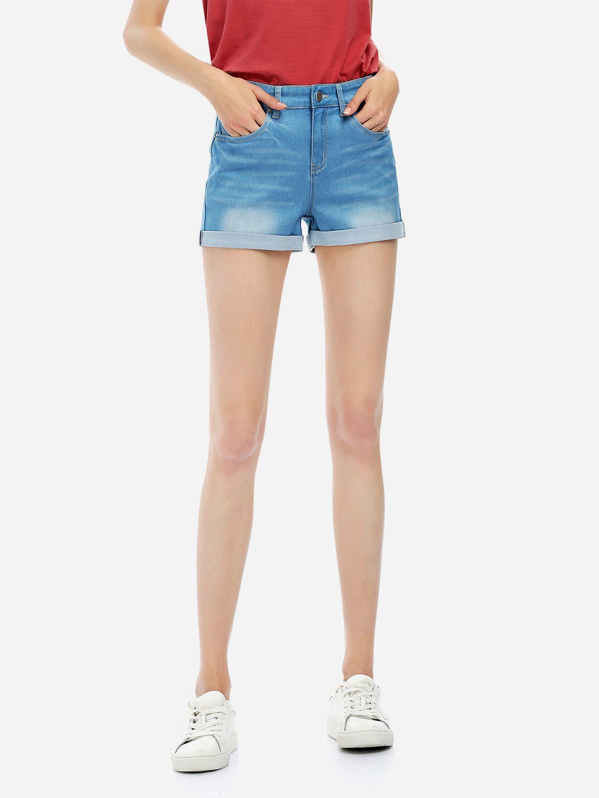 

ZAN.STYLE Faded Denim Shorts, Blue