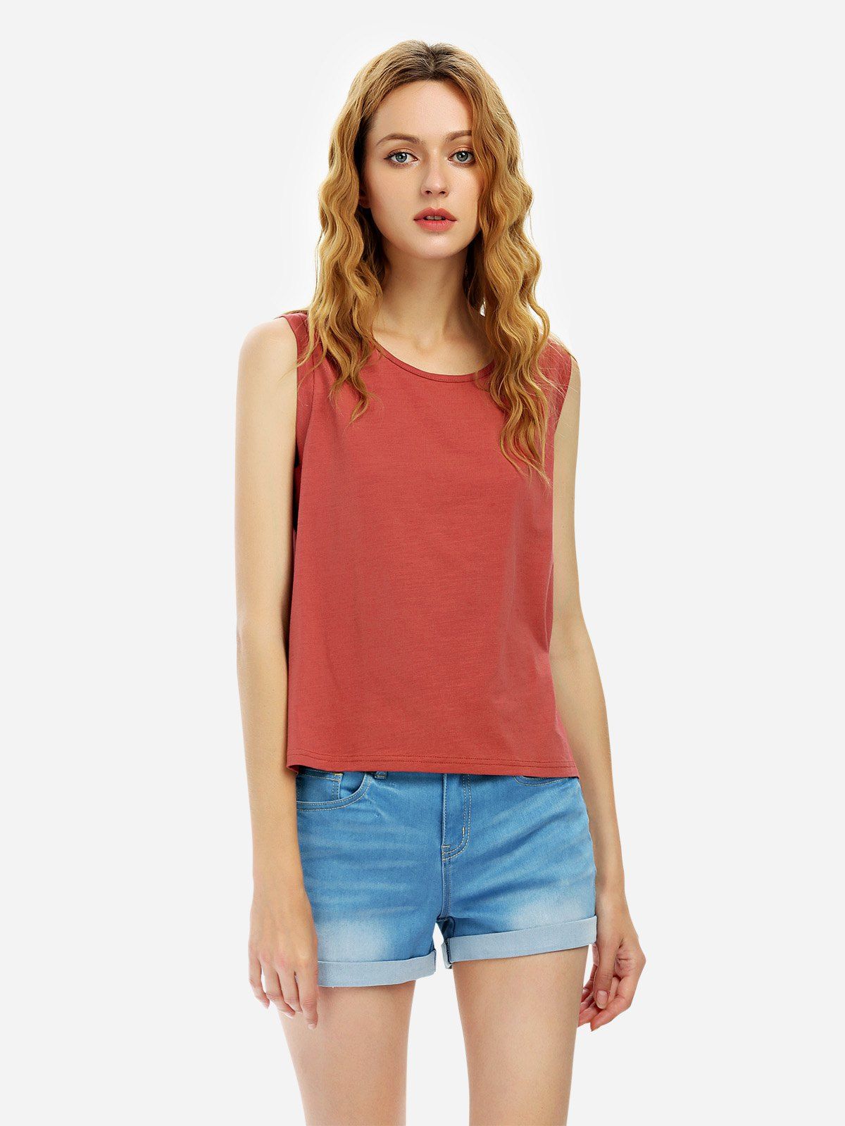 

ZAN.STYLE Cotton Tank Top, Rust