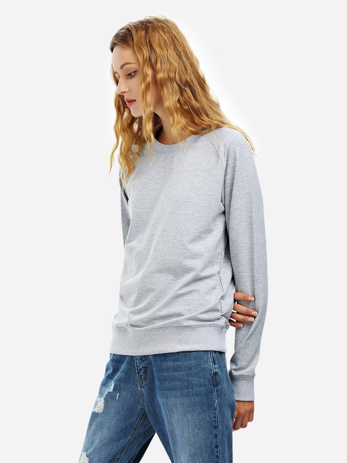 

ZAN.STYLE Loose Fit Sweatshirt, Gray