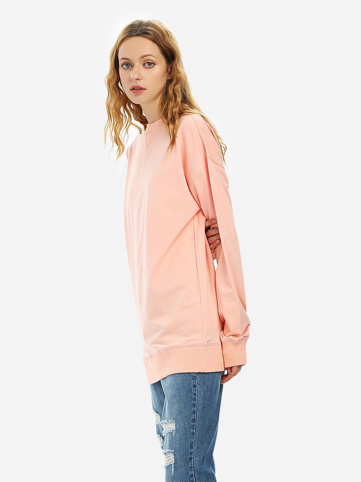 

ZAN.STYLE Loose Fleece Sweatshirt, Pink