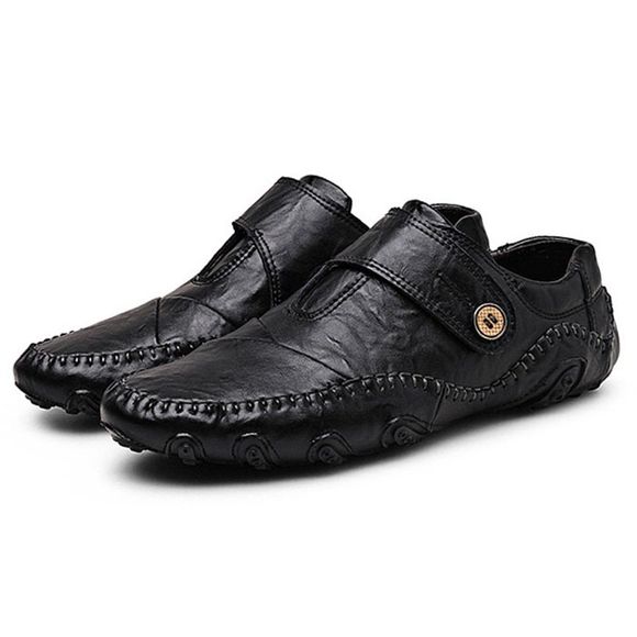Chaussures en Cuir Véritable Semelles Souples en Caoutchouc - Noir 41