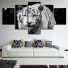 5PCS Décoration Imprimée pour Chambre sur toile Image Tiger - Blanc Noir 