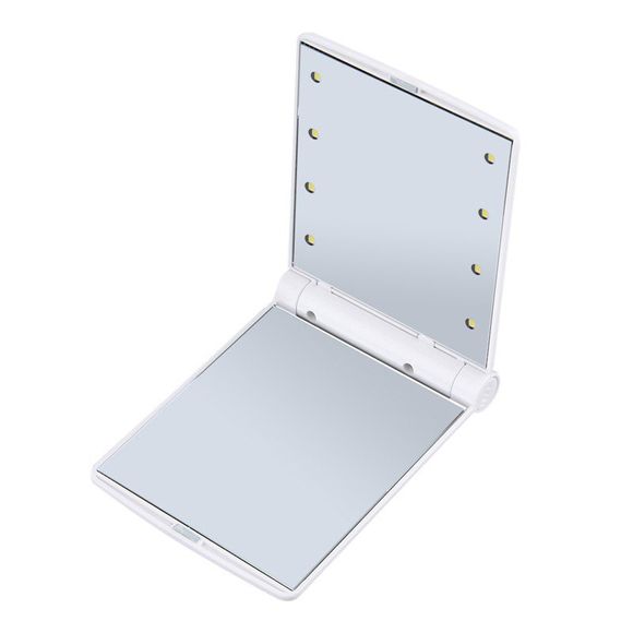 Miroir cosmétique à double face doublé à LED à la mode - Blanc 
