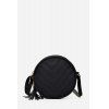 Woman Modern Tassel Decoration Round Mini Shoulder Bag - BLACK 