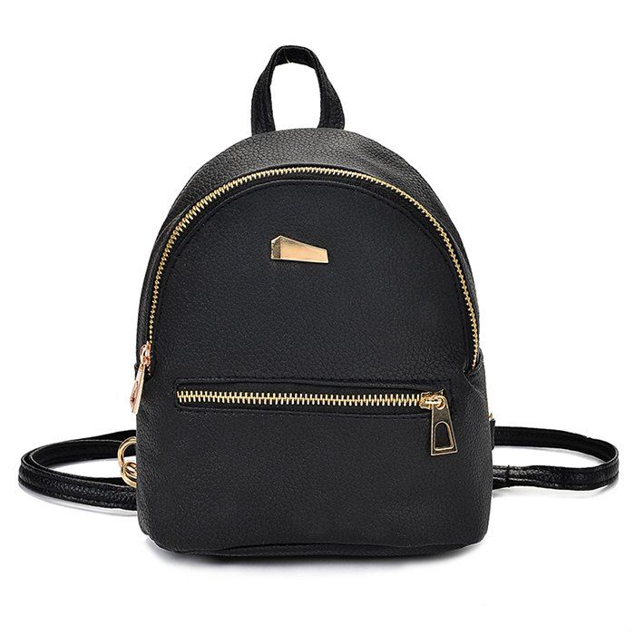 Cute Solid Color Mini Backpack for Women - BLACK 