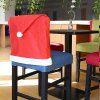 Housse de Chaise pour Décorer Table de Dîner de Noël en Forme de Bonnet de Père Noël - Rouge 