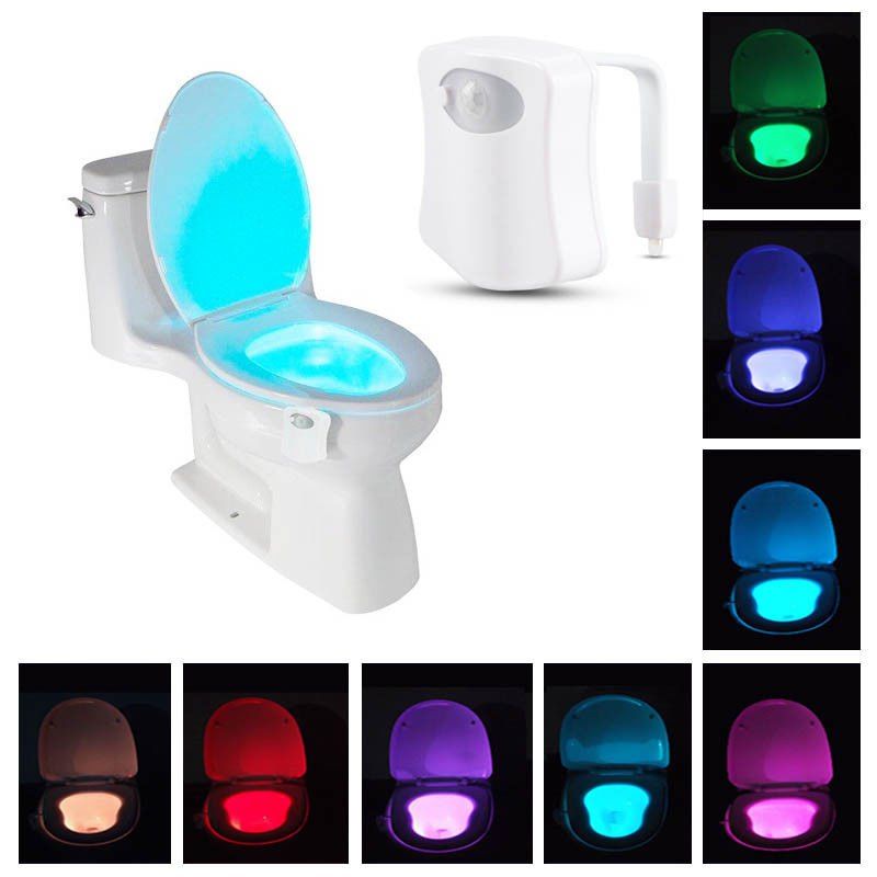 

8 Color LED Motion Sensing Automatic Bathroom Toilet Night Light, White