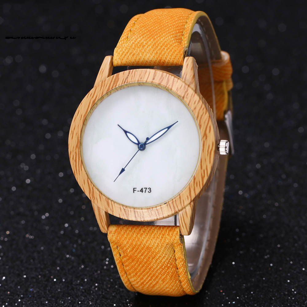 

ZhouLianFa Casual Canvas Fashion Trendy Neutral Wood Grain Business Quartz Watch, Yellow