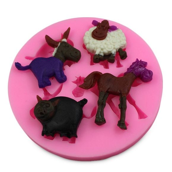 Moules de chocolat de fondant de silicone de style d'animal familier de facemile pour la décoration de gâteau - Rose 