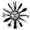 Horloge murale de quartz de forme de peigne de ciseaux créatifs de Timelike pour le salon de coiffure - Noir 
