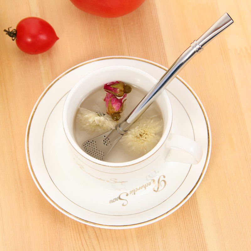 

304 Simple Stainless Steel Straw Filter Spoon 16cm 2PCS, Silver
