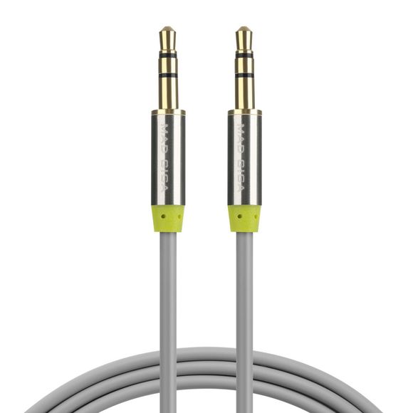 MAD GIGA Câble audio stéréo 3,5 mm plaqué or - Gris 