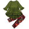 Pantalon FT1208 + pantalon à imprimé floral pour fille - Vert Fougère 130