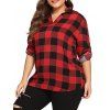 Chemise manches longues cardigan grande taille - Rouge 4XL