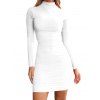 FC429 col roulé maigre sexy couleur unie robe des femmes - Blanc S