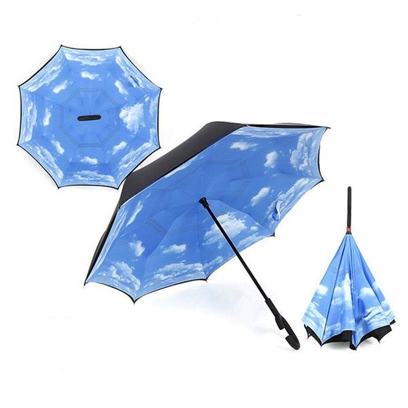 Parapluie inversé double couche anti-UV Creative Flip - Ciel Bleu Foncé 