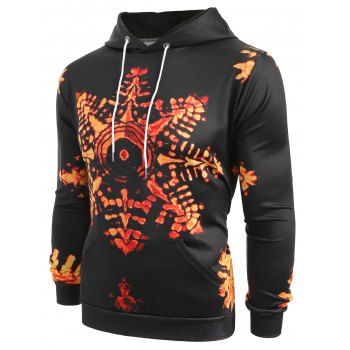 

Snowflake Print Pocket Long Sleeve Hoodie, Multicolor