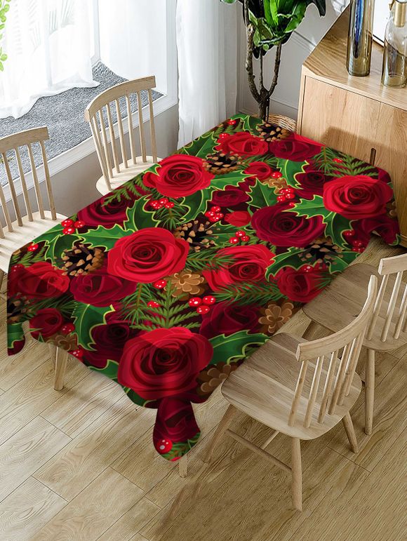 Nappe de Table Imperméable à Imprimé Roses pour la Saint-Valentin - multicolor W60 X L84 INCH