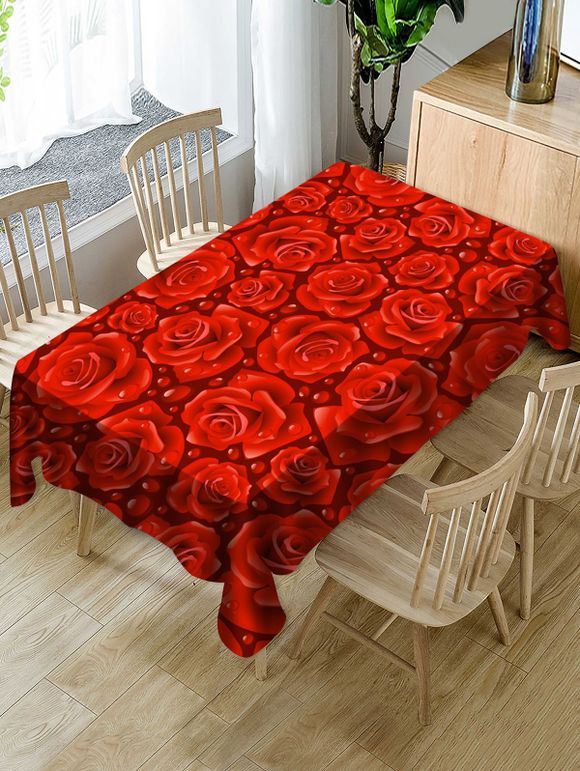 Nappe de Table Imperméable à Imprimé Roses pour la Saint-Valentin - multicolor W60 X L84 INCH