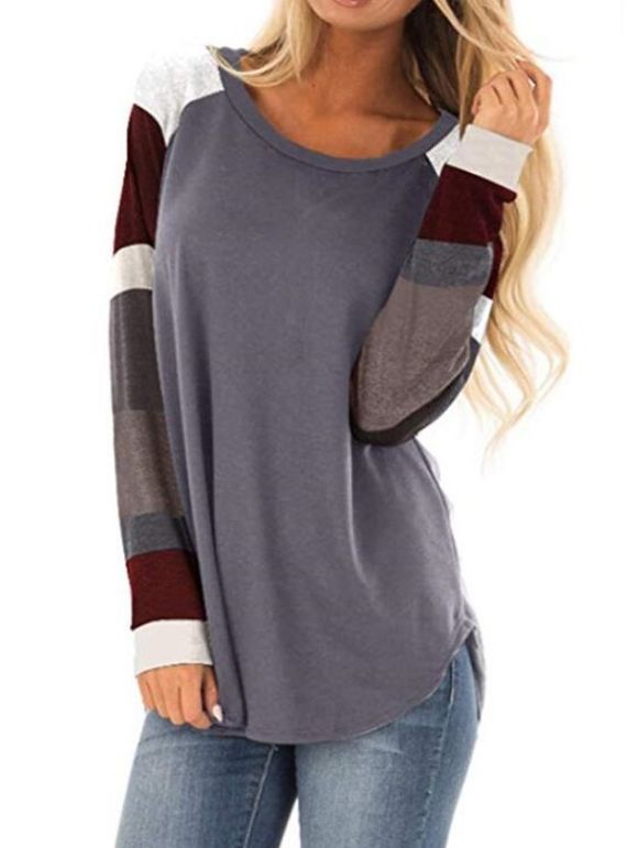 T-shirt à Manches Longues à Col Rond pour Femmes - Gris argenté XL