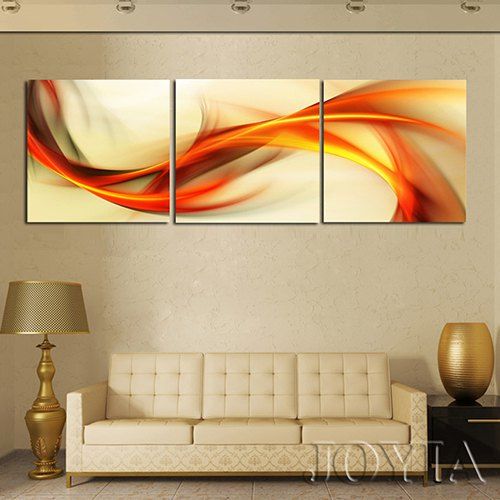 Triptyque Peinture Abstraite Art Imperméable 3pcs - Orange 3PCS X 20 X 20 INCH( NO FRAME )