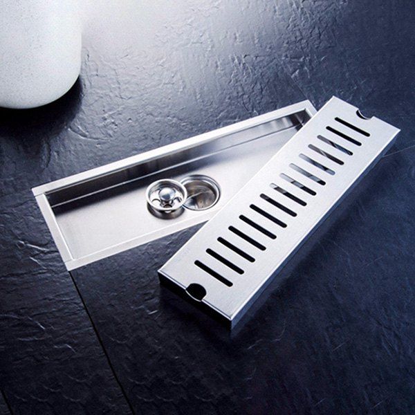 

BATHINF 304 Stainless Steel Grid Panel Extended Floor Drain, Silver