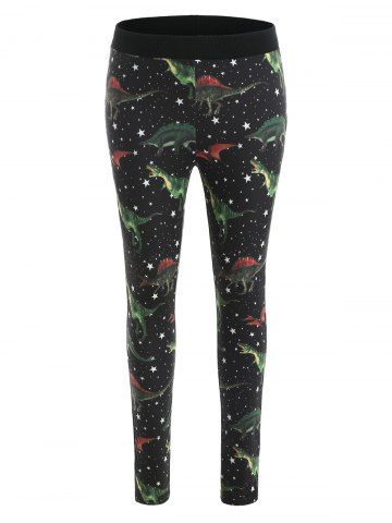 Elastic Waist Fitted Dinosaur Leggings
