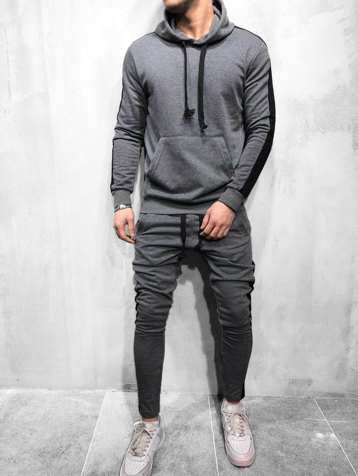 

Color Spliced Hoodie and Pants, Gray