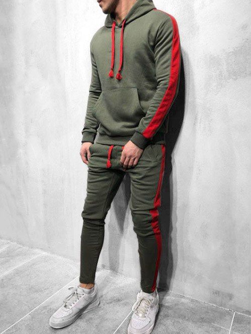 

Color Spliced Hoodie and Pants, Army green