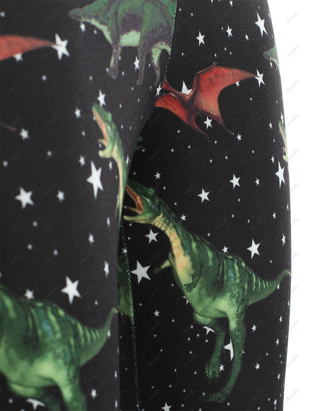 [54 OFF] 2021 Elastic Waist Fitted Dinosaur Leggings In BLACK DressLily
