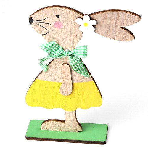 JM01131 Ornements de lapin de décoration de lapin de style nordique en bois en bois - multicolor 
