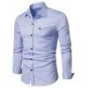 Chemise avec Poche Poitrine à Manches Longues - Bleu clair XL