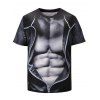 T-shirt 3D Muscle et Fausse Veste Imprimé à Manches Courtes - Gris Ardoise Foncé L