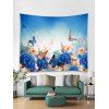 Tapisserie Art Décoration Murale Pendante Fleur et Papillon Imprimés - Bleu Ciel W79 X L59 INCH
