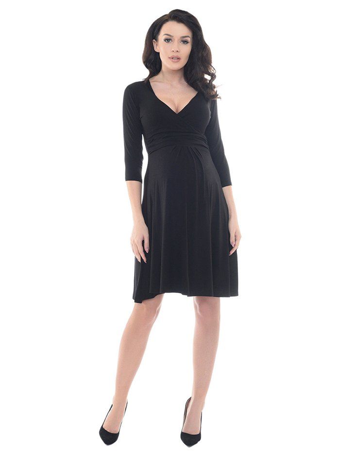 

Women's Dress Fashion Maternity V-neck Mid-sleeve, Black