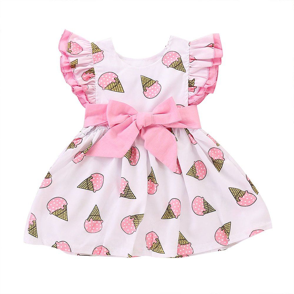 [41% OFF] 2021 Girls Sweet Cartoon Ice Cream Lace Dress In PINK | DressLily