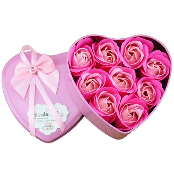Boîte de fer en forme de coeur de savon en forme de coeur - Rose 