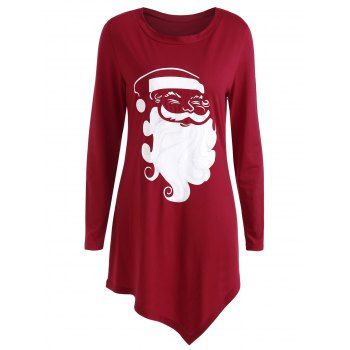 

Plus Size Asymmetric Christmas T-shirt, Red