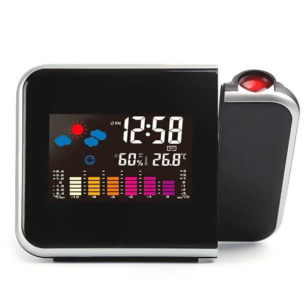 

Creative LED Weather Forecast Projection Snooze Color Screen Clock, Black